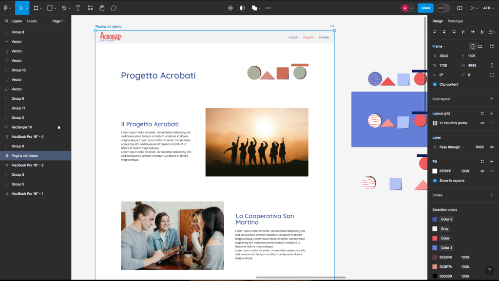 Abbiamo disegnato le pagine del sito con il programma di grafica Figma.